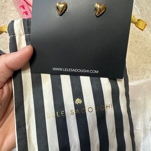 Lele Sadoughi Gold Heart Earrings